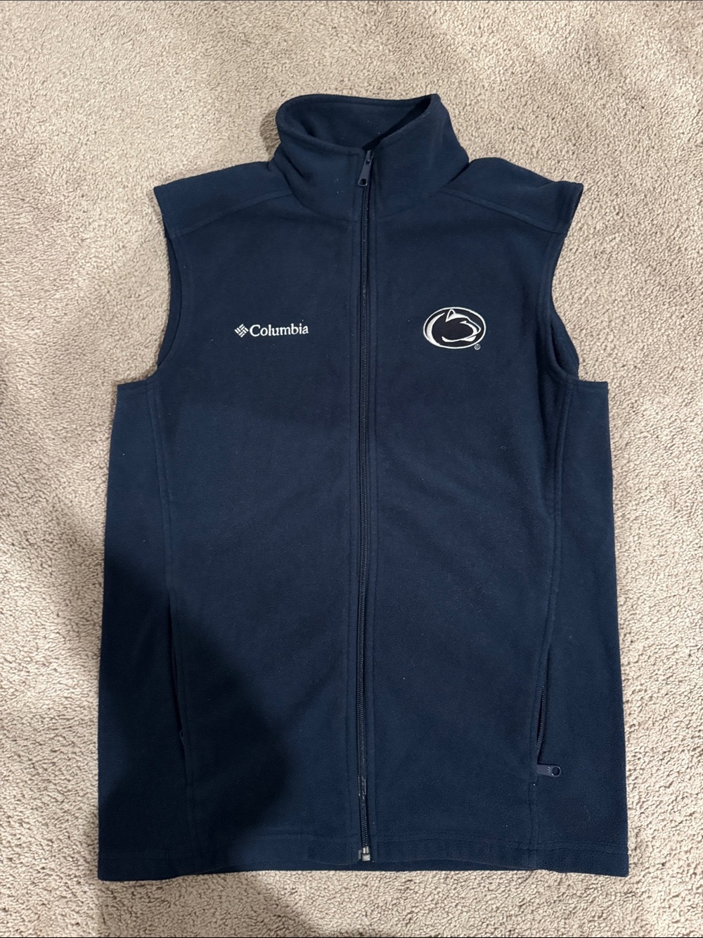 Columbia Navy Sleeveless Fleece Vest with Penn State Logo